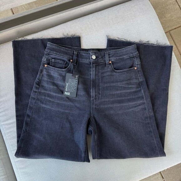 NWT Paige Anessa Wide Leg Ankle Jeans Black Lotus 31 - Picture 6 of 15